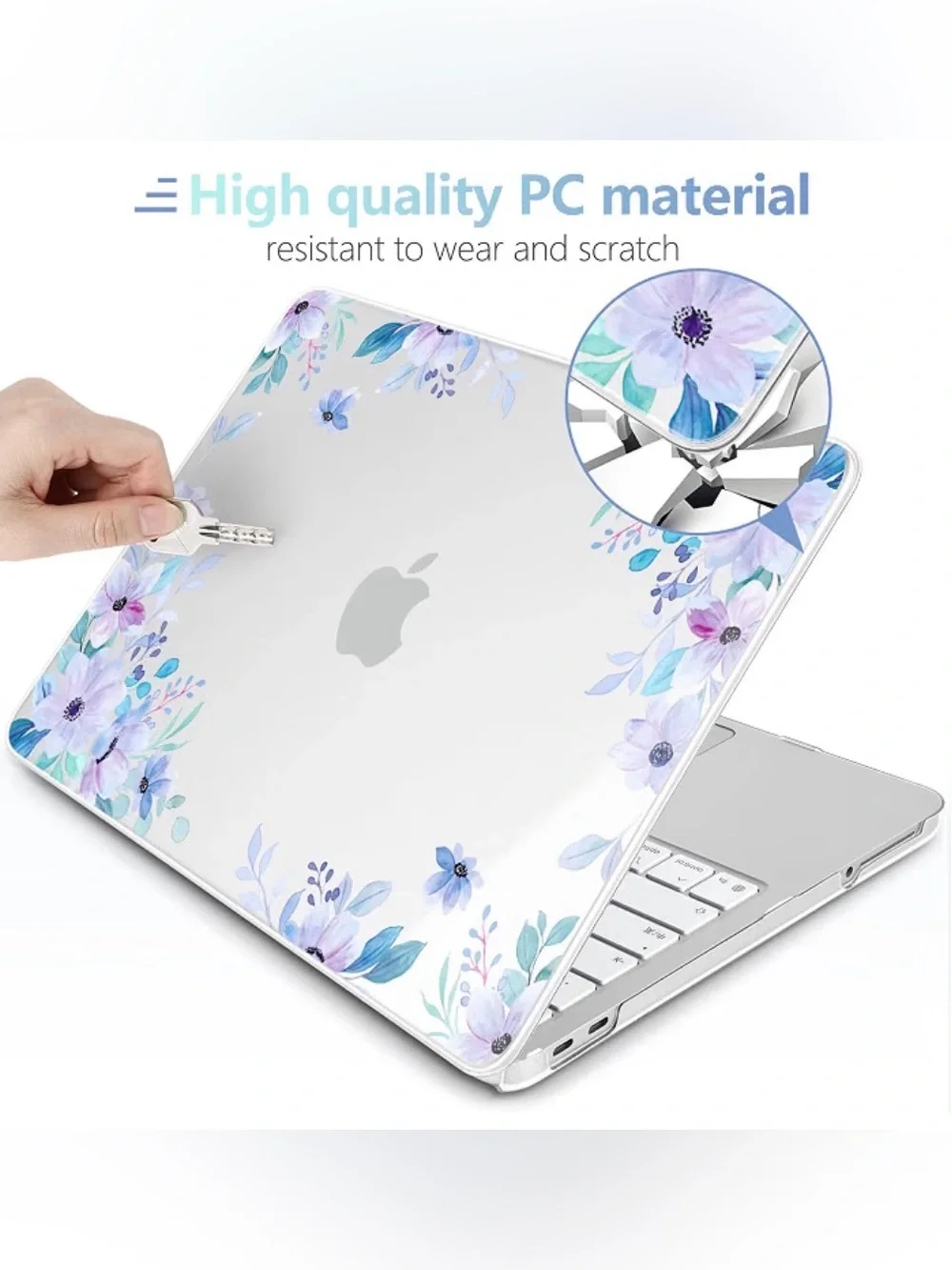 🌸 4-in-1 Purple Floral Case for MacBook Neo 13” – 2026 Model A3404